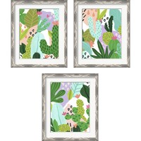 Framed 'Party Plants 3 Piece Framed Art Print Set' border=