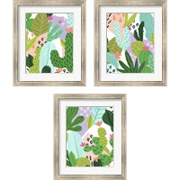 Framed 'Party Plants 3 Piece Framed Art Print Set' border=