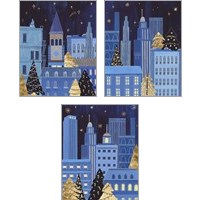 Framed 'Holiday Night 3 Piece Art Print Set' border=