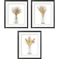 Framed 'Dried Flower Yellow 3 Piece Framed Art Print Set' border=