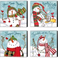 Framed 'Snowplace Like Home 4 Piece Canvas Print Set' border=