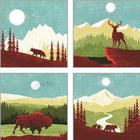 Framed 'Great Outdoors 4 Piece Art Print Set' border=