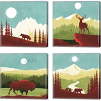 Framed 'Great Outdoors 4 Piece Canvas Print Set' border=