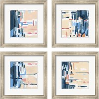 Framed 'Summer Abstraction 4 Piece Framed Art Print Set' border=