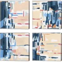 Framed 'Summer Abstraction 4 Piece Canvas Print Set' border=