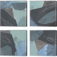 Framed 'Steely Abstract 4 Piece Canvas Print Set' border=