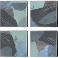 Framed 'Steely Abstract 4 Piece Canvas Print Set' border=