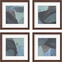 Framed 'Steely Abstract 4 Piece Framed Art Print Set' border=