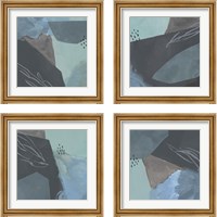 Framed 'Steely Abstract 4 Piece Framed Art Print Set' border=