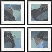 Framed Steely Abstract 4 Piece Framed Art Print Set