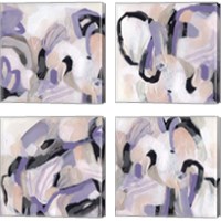 Framed 'Lilac Scramble 4 Piece Canvas Print Set' border=