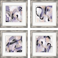 Framed 'Lilac Scramble 4 Piece Framed Art Print Set' border=