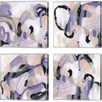Framed 'Lilac Scramble 4 Piece Canvas Print Set' border=