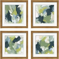 Framed 'Emerald Storm 4 Piece Framed Art Print Set' border=