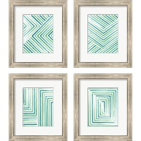 Framed 'Sea Glass Sunset 4 Piece Framed Art Print Set' border=