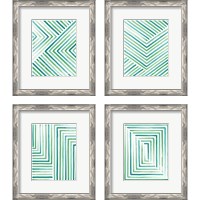 Framed 'Sea Glass Sunset 4 Piece Framed Art Print Set' border=