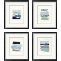 Framed 'Seaside Color Study 4 Piece Framed Art Print Set' border=