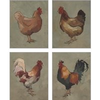 Framed 'Egg Hen 4 Piece Art Print Set' border=