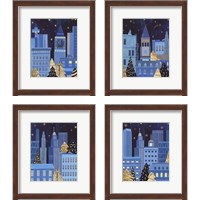 Framed 'Holiday Night 4 Piece Framed Art Print Set' border=