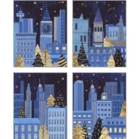 Framed 'Holiday Night 4 Piece Art Print Set' border=