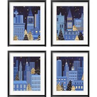 Framed Holiday Night 4 Piece Framed Art Print Set