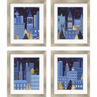 Framed 'Holiday Night 4 Piece Framed Art Print Set' border=