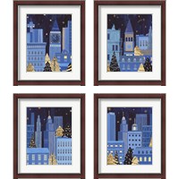 Framed 'Holiday Night 4 Piece Framed Art Print Set' border=