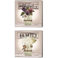 Framed Floral Word 2 Piece Canvas Print Set