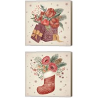 Framed 'Winter Blooms 2 Piece Canvas Print Set' border=