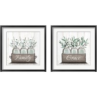 Framed Farmhouse Floral 2 Piece Framed Art Print Set