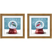 Framed 'Christmas Snow Globe 2 Piece Framed Art Print Set' border=