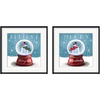 Framed 'Christmas Snow Globe 2 Piece Framed Art Print Set' border=