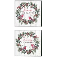 Framed 'Christmas Wreath 2 Piece Canvas Print Set' border=