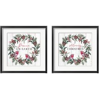 Framed 'Christmas Wreath 2 Piece Framed Art Print Set' border=