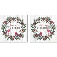 Framed Christmas Wreath 2 Piece Art Print Set