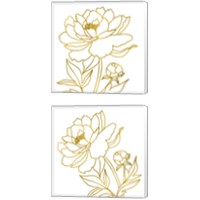 Framed 'Gold Floral 2 Piece Canvas Print Set' border=