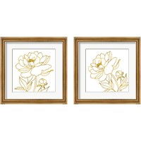 Framed 'Gold Floral 2 Piece Framed Art Print Set' border=