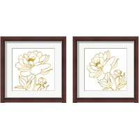 Framed 'Gold Floral 2 Piece Framed Art Print Set' border=