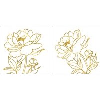 Framed 'Gold Floral 2 Piece Art Print Set' border=