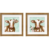 Framed 'Farmhouse Cow 2 Piece Framed Art Print Set' border=