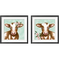 Framed 'Farmhouse Cow 2 Piece Framed Art Print Set' border=