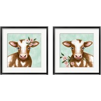 Framed 'Farmhouse Cow 2 Piece Framed Art Print Set' border=