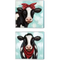 Framed 'Cow Boy & Girl 2 Piece Canvas Print Set' border=