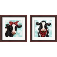 Framed 'Cow Boy & Girl 2 Piece Framed Art Print Set' border=