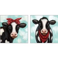 Framed Cow Boy & Girl 2 Piece Art Print Set