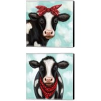 Framed 'Cow Boy & Girl 2 Piece Canvas Print Set' border=