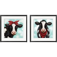 Framed 'Cow Boy & Girl 2 Piece Framed Art Print Set' border=