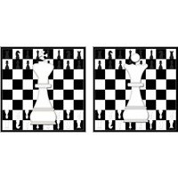 Framed White King & Queen 2 Piece Art Print Set