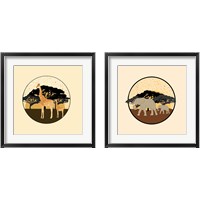 Framed Elephants & Giraffes 2 Piece Framed Art Print Set