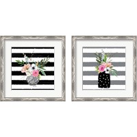 Framed Floral Stripes 2 Piece Framed Art Print Set